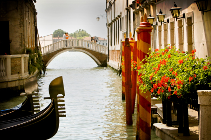 Canal with gondola in Venice